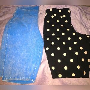 Torrid Blue and Black Polka Dot Biker Shorts